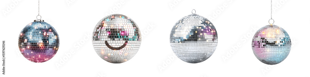 Fototapeta premium Disco Ball Collection: Sparkling Mirror Balls for Party and Celebration