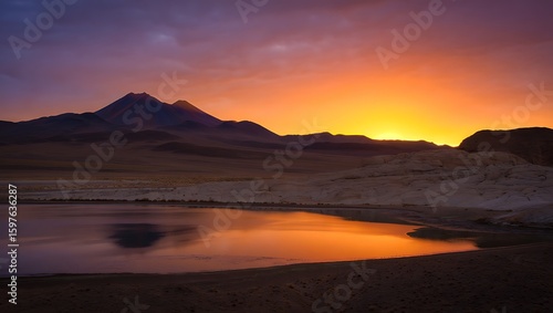 Wallpaper Mural Serene Mountain Lake Reflecting a Vivid Sunset Glow in a Remote Andean Landscape Beauty Torontodigital.ca