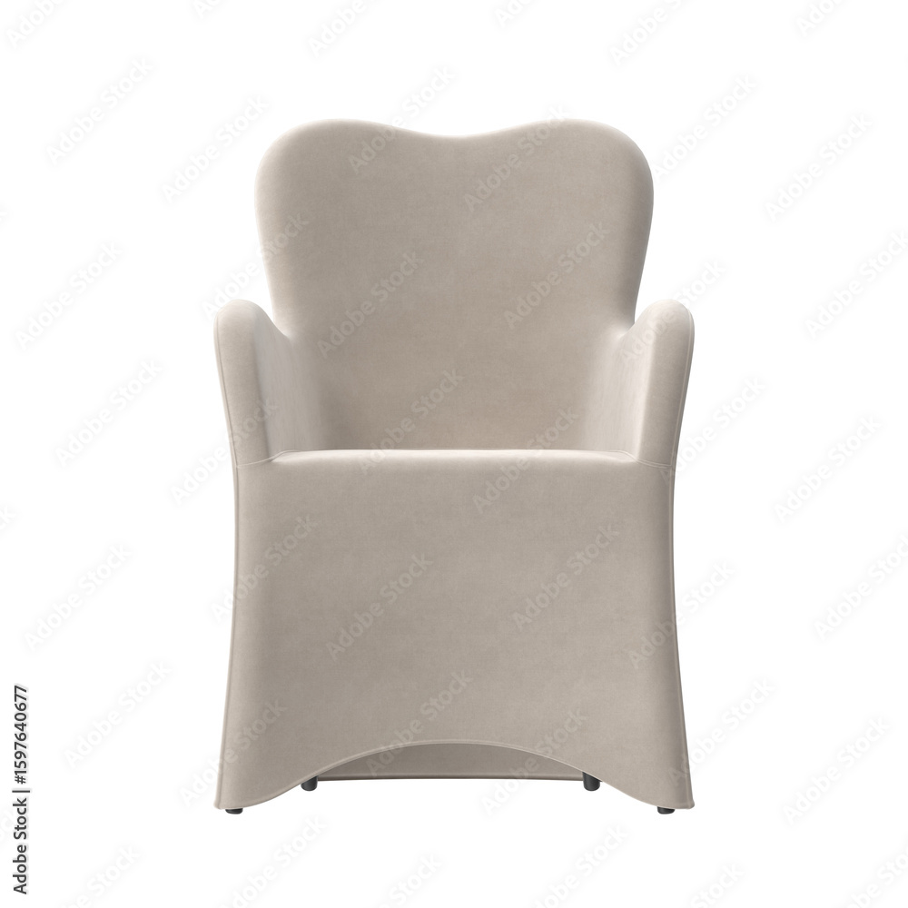 Naklejka premium Front View of Curved Upholstered Dining Chair