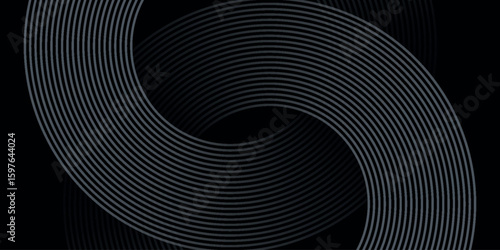 Dark abstract background with elegant white circular lines. Vector design concept for posters, brochures, covers, websites, headers, web banners, presentations.