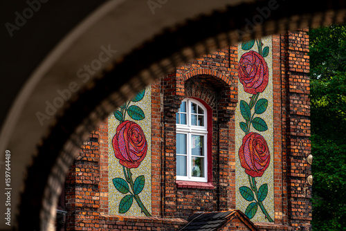 Nikiszowiec Famous Rose Mosaic Wall Horizontal View