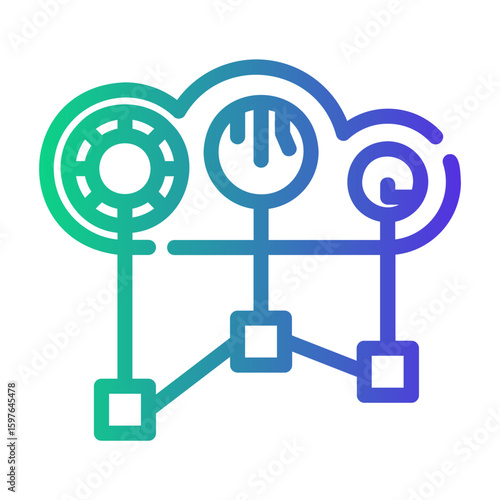 cloud mining Line Gradient Icon