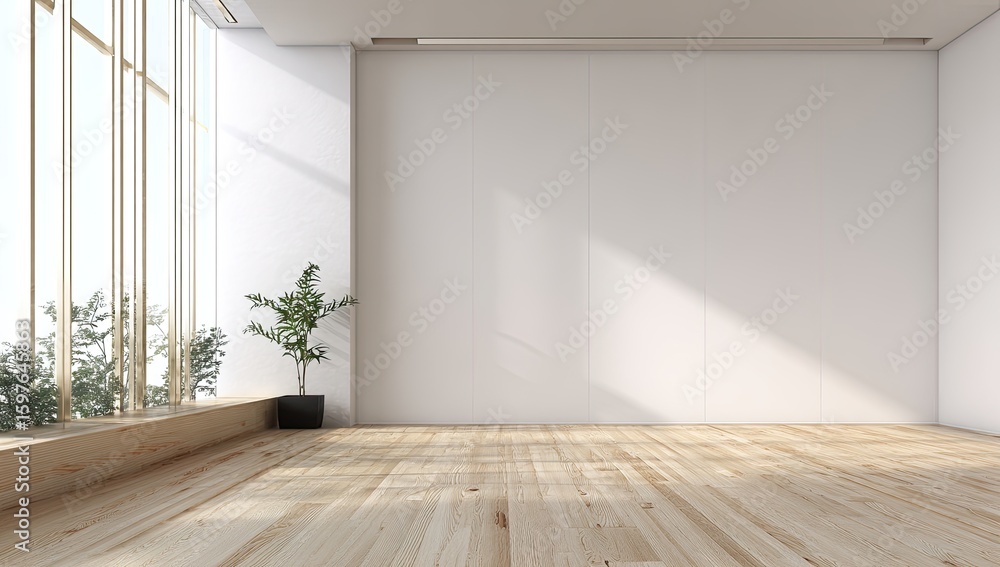 Obraz premium Modern minimalist interior with large windows