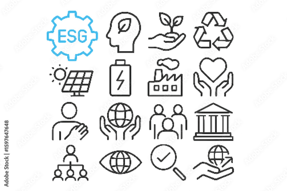 Fototapeta premium E S G icons for sustainability and business environment