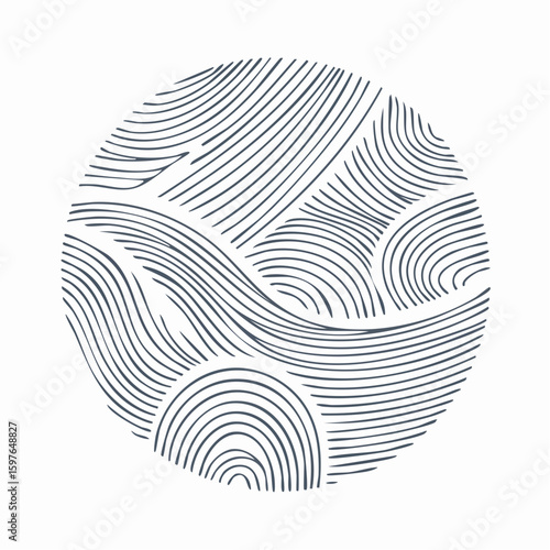 Trendy design elements. Contemporary abstract vector striped geometric background pattern .Hand drawn wavy lines round shapes
