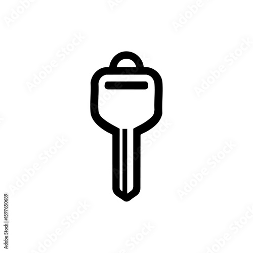 Vector silhouette of a modern car key in bold minimalist style, symbolizing luxury vehicle access, ownership, or valet services.
