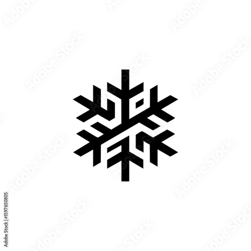 Abstract snowflake merged with avalanche lines in a bold geometric design, representing winter, cold, and nature's force.
