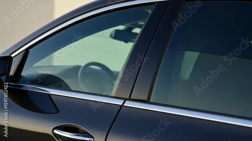 Close-up of a dark car's tinted window