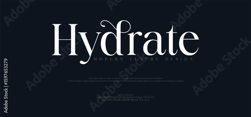Hydrate luxury font alphabet logo. Typography beauty fashion elegant minimalist serif italic fonts decorative wedding vintage retro logos. vector illustration