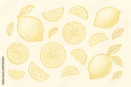 Lemons and citrus slices fruit whole
