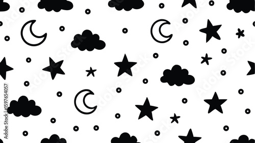 Seamless Black and White Geometric Pattern Texture
