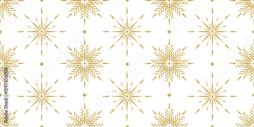 Winter seamless pattern. Vector illustration of gold Snowflakes seamless pattern isolated transparent background. Winter Snowflake trellis ready for textile fabric wallpaper printing. EPS 10