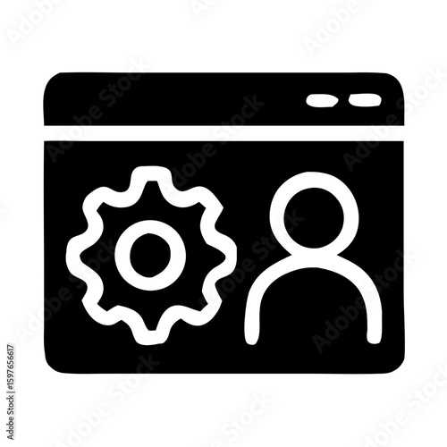Black Silhouette User Configuration Interface with Gear Setting Icon