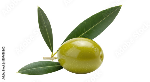 Wallpaper Mural Isolated Green Olive with Leaves Torontodigital.ca