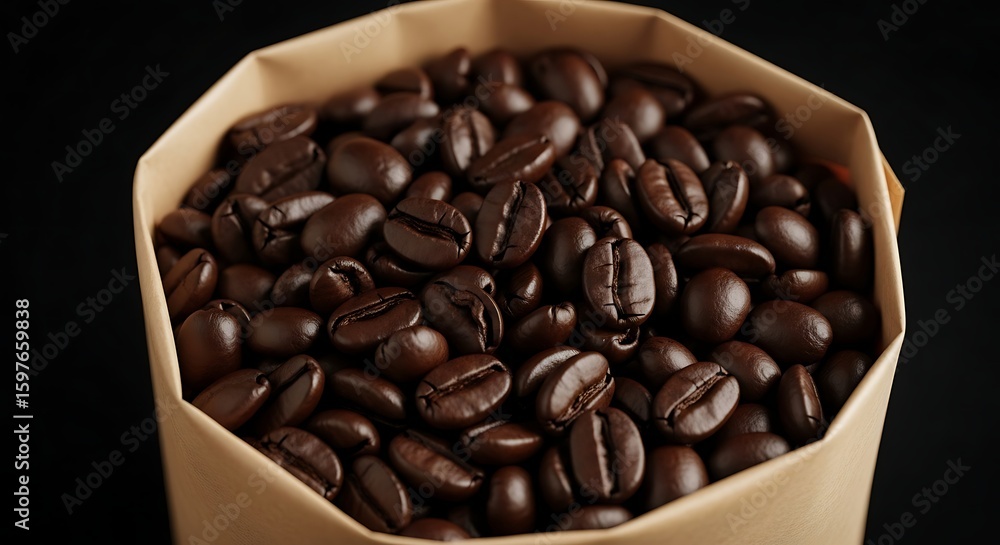 Fototapeta premium Coffee beans in open burlap sack