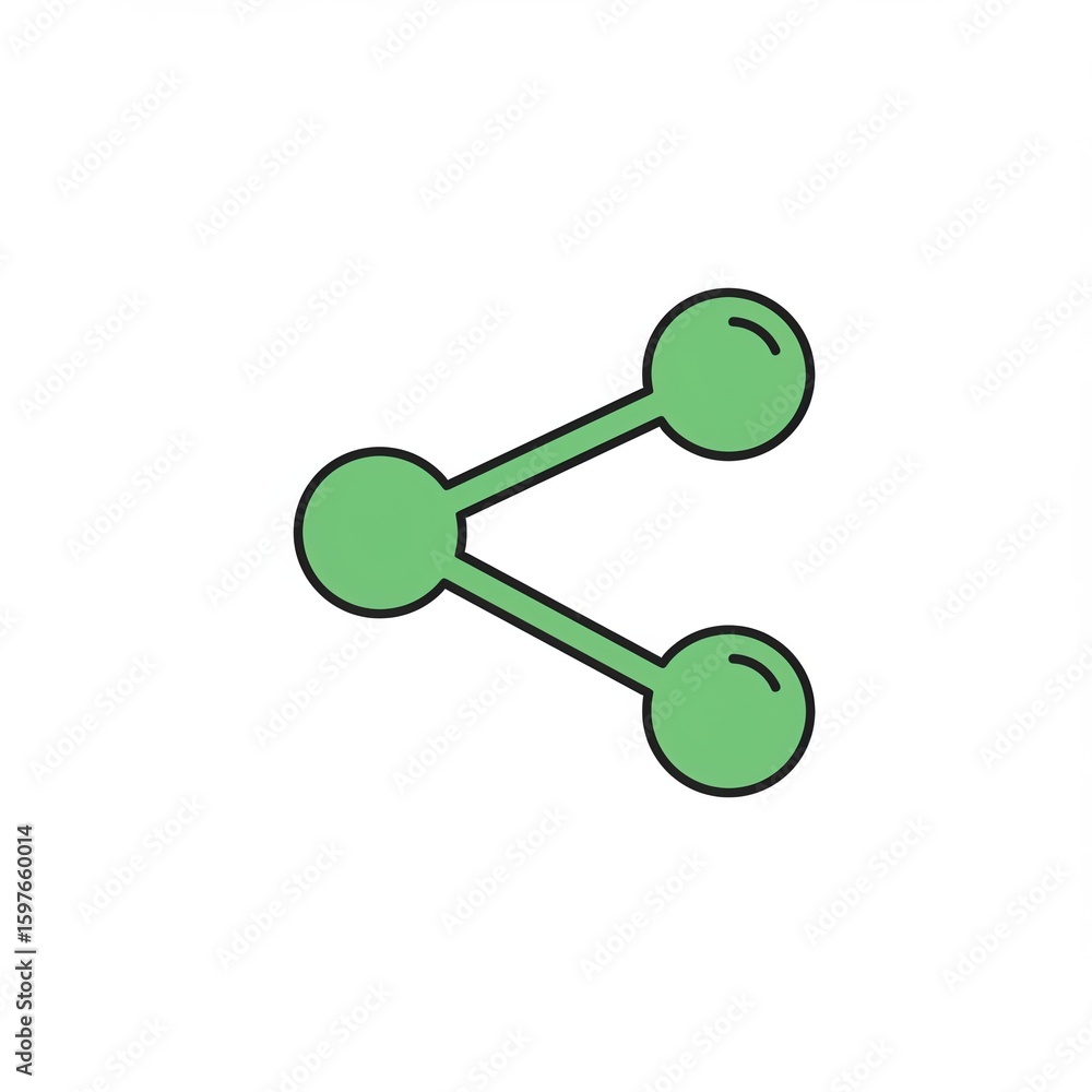 Simple abstract green link symbol representing connection and sharing on a white background.