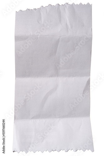 Old folded Receipt Paper Template with Zigzag Torn Edge