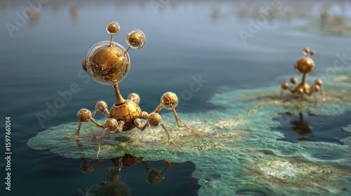 Golden creatures in water