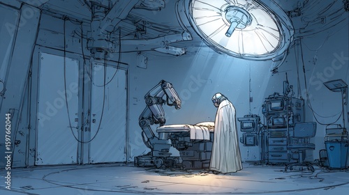 Futuristic medical room scene