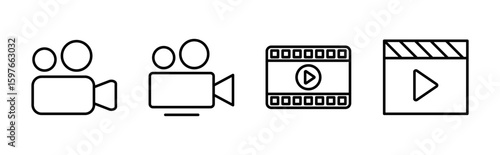 Video icon set. video camera icon vector. movie sign. cinema