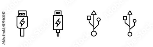 Usb icon set. Flash disk icon vector