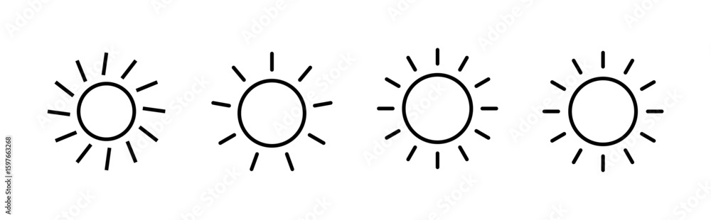 Sun icon set. Brightness Icon vector Sun icon set. Brightness Icon vector