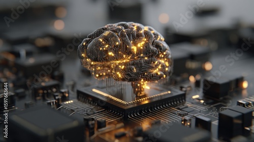 Human brain on circuit board