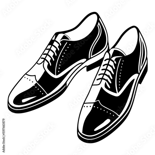Classic black and white dress shoes in vintage style  