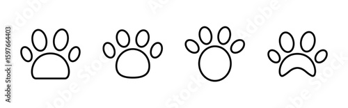 Paw icon set. paw print icon vector. dog or cat paw