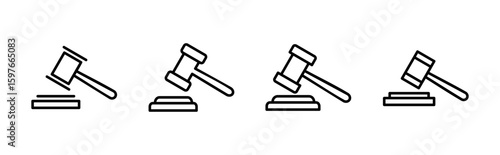 Gavel icon set. judge gavel icon vector. law icon vector. auction hammer