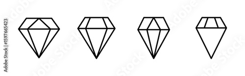 Diamond icon set. diamond gems vector icon.