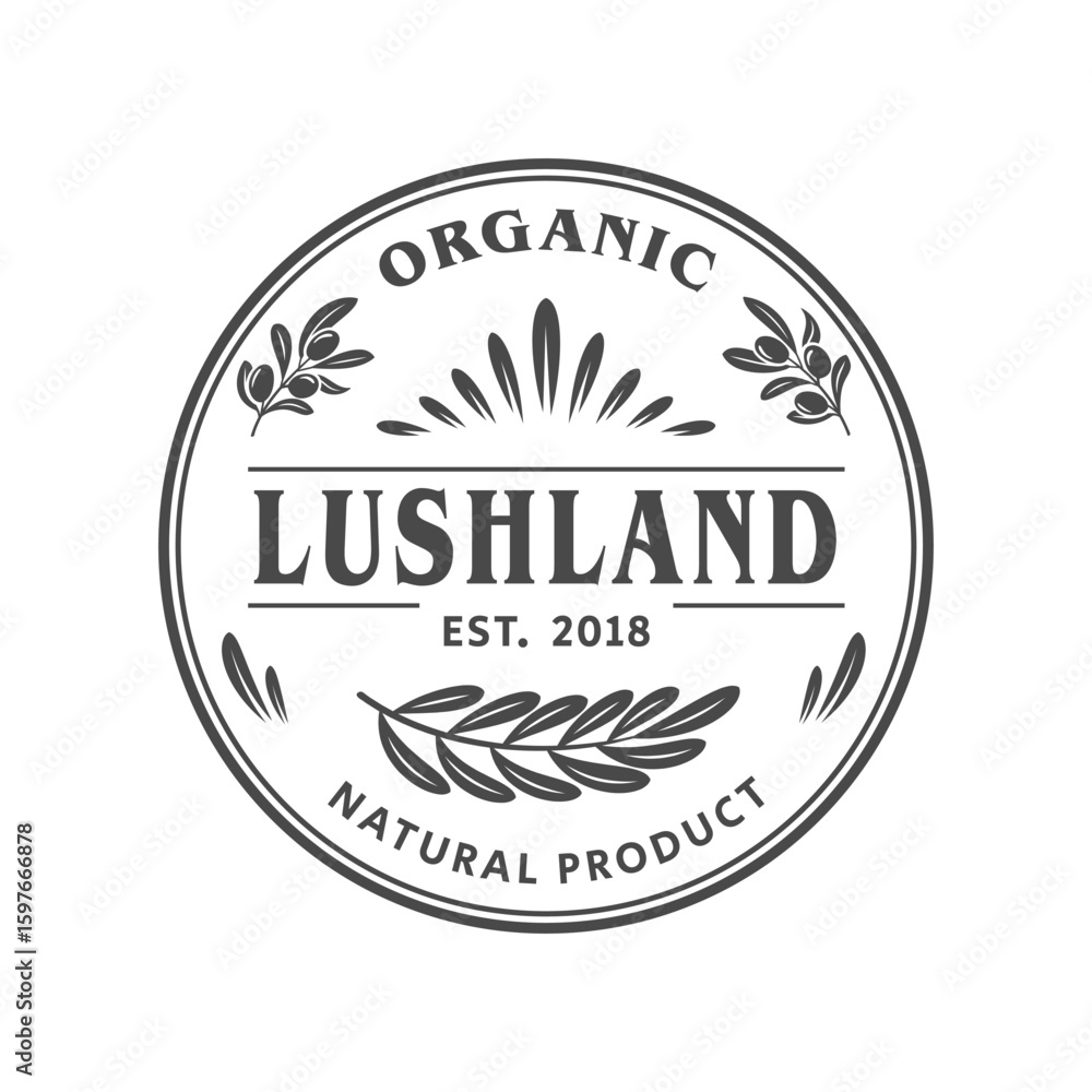 Fototapeta premium Olive farm label template isolated on white background. Olive oil design elements. Vector illustration