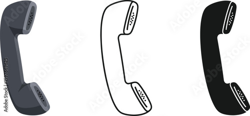 Telephone handset vector illustration set isolated on white background retro phone receiver clip art design