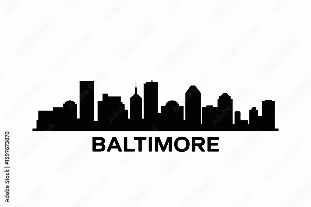 Baltimore Cityscape Silhouette Isolated on White Background a Striking Image for Travel and Urban Design Projects Baltimore Cityscape Silhouette Isolated on White Background a Striking Image for Travel and Urban Design Projects