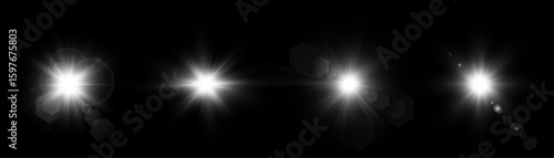 Vector illustration.PNG. Abstract flare effects. Includes, starlight, glitter, bokeh, lens flare and solar flare. Transparent glowing light with glitter.