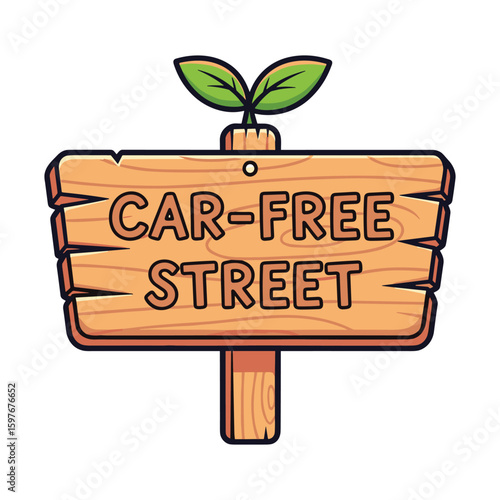 Car-Free Zone Signage Illustration for Sustainable City Concept and Eco-Friendly Urban Planning