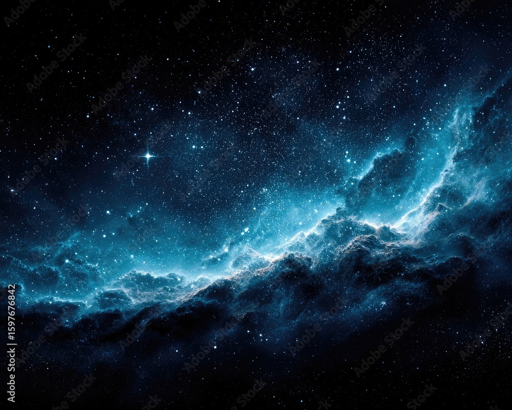 Fototapeta premium Dark Blue Nebula Space Background With Stars