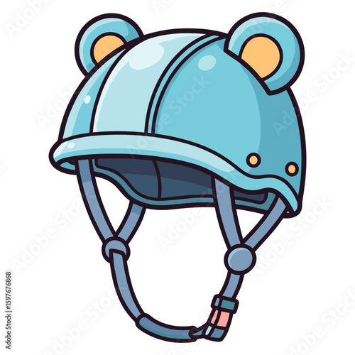 Cute Cartoon Helmet with Bear Ears Illustration for Child Safety Equipment Design