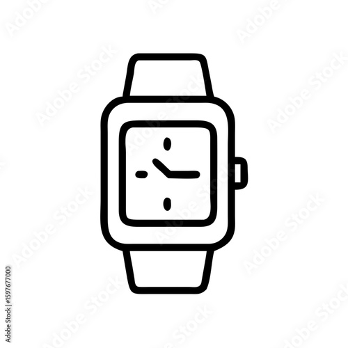 Smartwatch face with black outline displays time, showing clear display. Smartwatch face is designed for readability and modern technology. Smartwatch face shows simple design for a clean look.