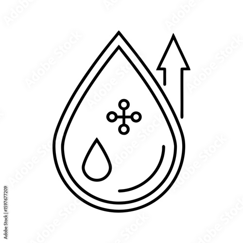Blood drop with lipid molecules icon, symbolizing high cholesterol and medical concept vector illustration