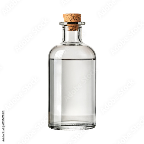 Wallpaper Mural Clear glass bottle filled with transparent liquid and cork stopper isolated on transparent background Torontodigital.ca