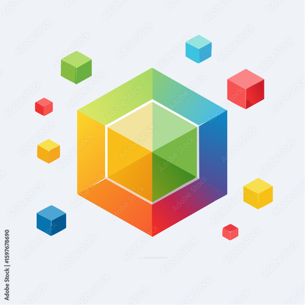 Obraz premium Cover template with vibrant perspective geometric prism shapes