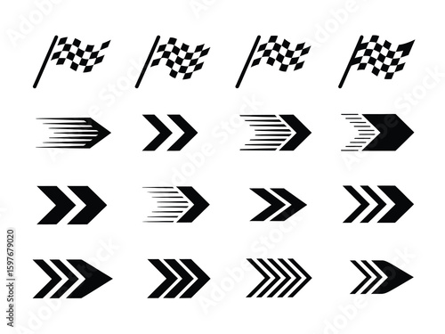 Racing Stripes and Car Decals — Flat Vector Set for Motorsport, Automotive Graphics, and Vehicle Branding