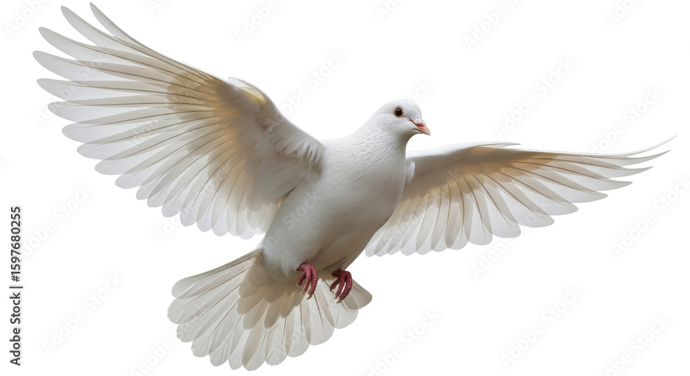 Obraz premium Isolated White Dove Flying with Wings Spread