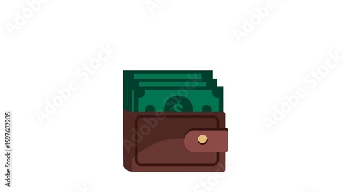 Icon animation motion graphice business wallet and money