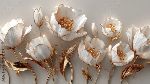 Elegant Floral Arrangement In Gold And White
