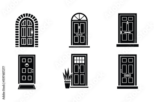Architectural Door Silhouettes entrance black