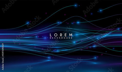 Neon light lines on black background