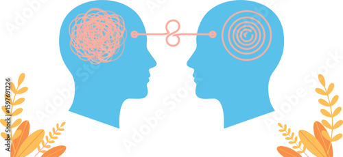 Mental health therapy concept with brain connection and communication skills