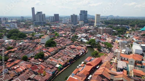 Melaka, Malaysia - Historic portuguese city melaka malacca malaysia river and promenade view